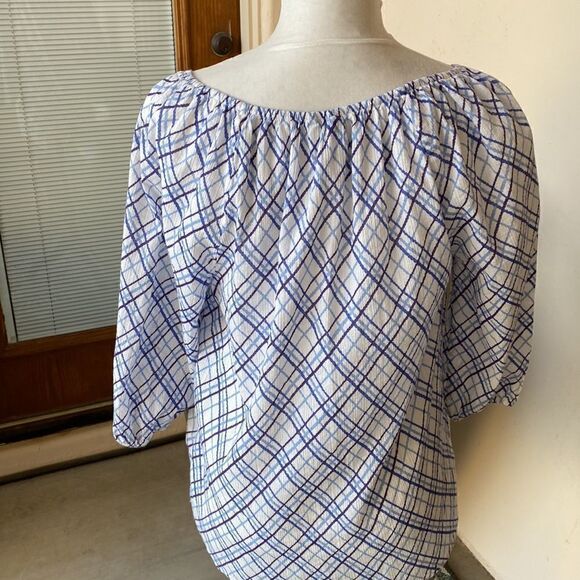 Pheasant style self tie neck blouse size med by chaps - Picture 4 of 7